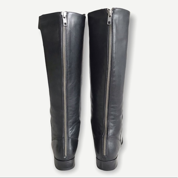 $398 Frye Melissa Stud Black Back Zip Tall Real Leather Black Knee High Boot - Picture 11 of 16